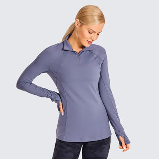 Women's Running Athletic Workout Yoga Shirts Long Sleeves Quarter-Zip Pullover Tops-3