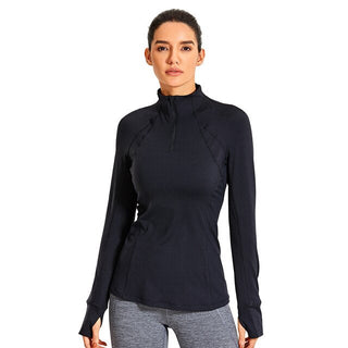 Women's Running Athletic Workout Yoga Shirts Long Sleeves Quarter-Zip Pullover Tops-7