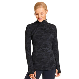 Women's Running Athletic Workout Yoga Shirts Long Sleeves Quarter-Zip Pullover Tops-5